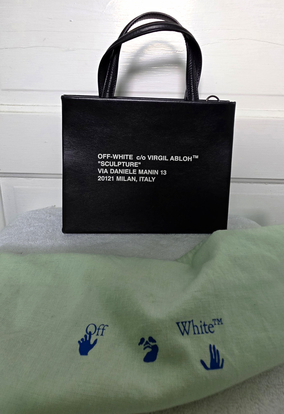 Off-White c/o Virgil Abloh Black Small Logo Tote Bag Top Handle w/Dust Bag